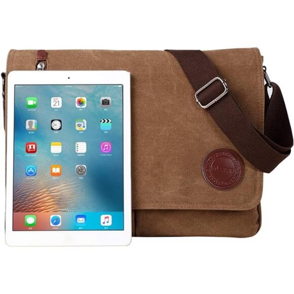 Vintage Canvas Satchel Messenger Bag for Men Women,Travel Shoulder bag 13.5" - Picture 3 of 8